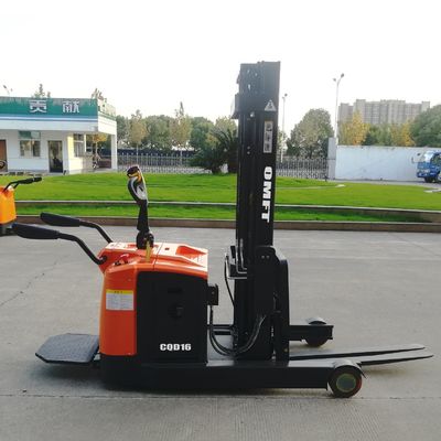 Steel PU 1.6T Stand-on Electric Reach Stacker Truck with 5.5m Mast Triplex and Free Lift