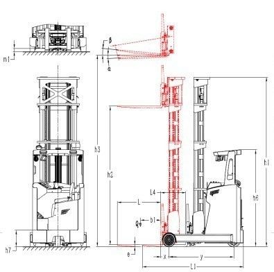 Steel PU CQD16 CQD20 1.6-2ton 3 Stage Forklift Truck with 6-10m Full Mast Lifting Height