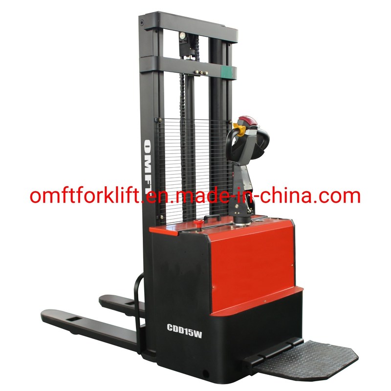Ce ISO SGS Approved 1.5 Ton 1500 Kg Cdd15W EPS Stand-on Pedal Full Electric Stacker Truck